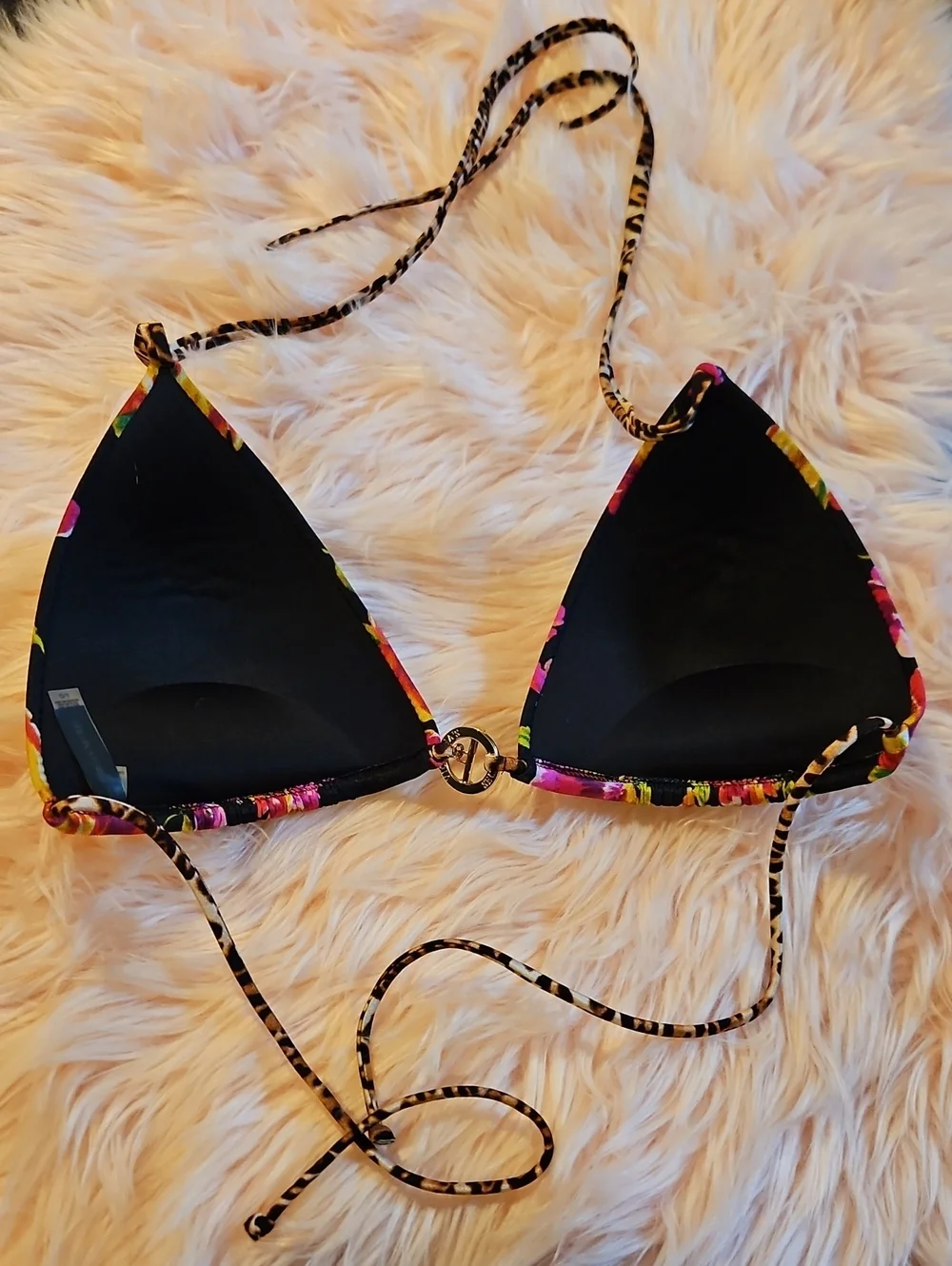 VS Swim Vintage 2012 Cheetah Peony Toggle Chain Triangle Bikini